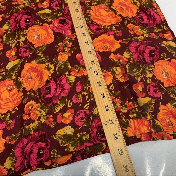 Zara Silk Blouse‎ Top Woman Medium  Purple Floral High Neck Colorful Tropical - Picture 11 of 13